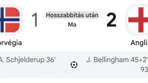 Bellingham duplájával Anglia hosszabbítás után búcsúztatta Norvégiát