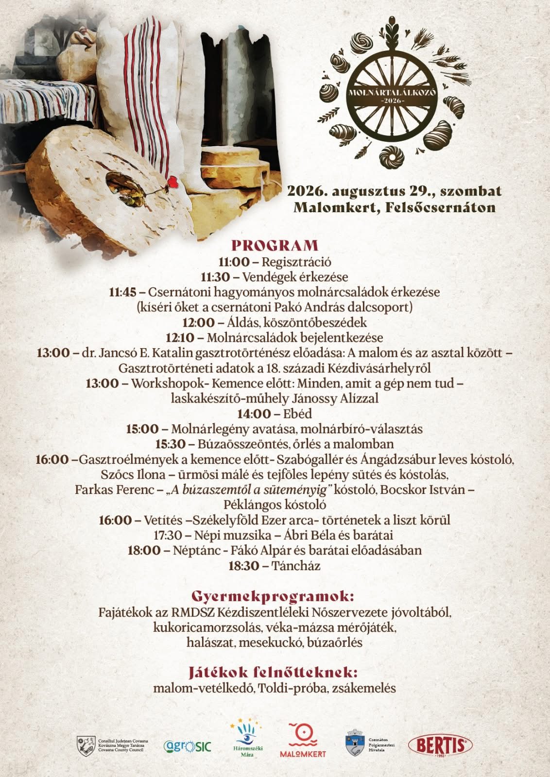 Molnártalálkozó lesz a felsőcsernátoni Malomkertben